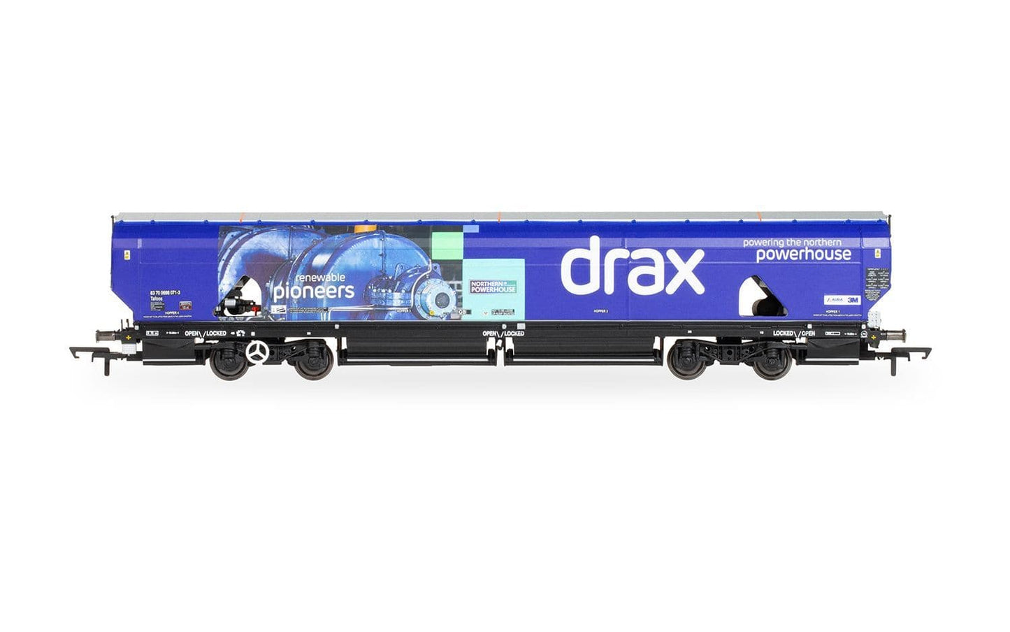 Hornby R60176A Drax Biomass Wagon Pack 83700698071-3 & 83700698009-3, OO Gauge