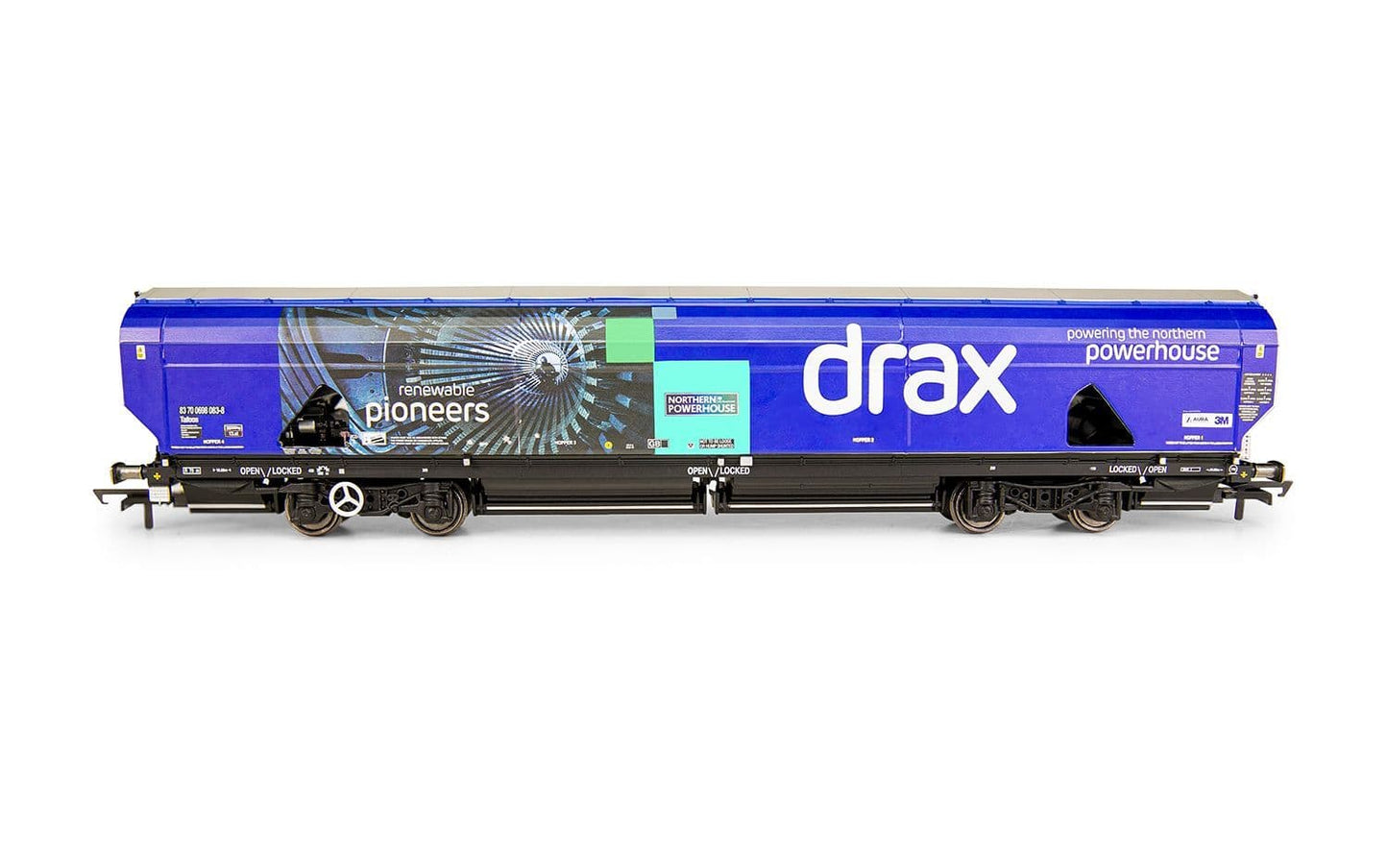 Hornby R60177a Drax Biomass Wagon Pack 83700698083-8 & 83700698158-8, OO Gauge