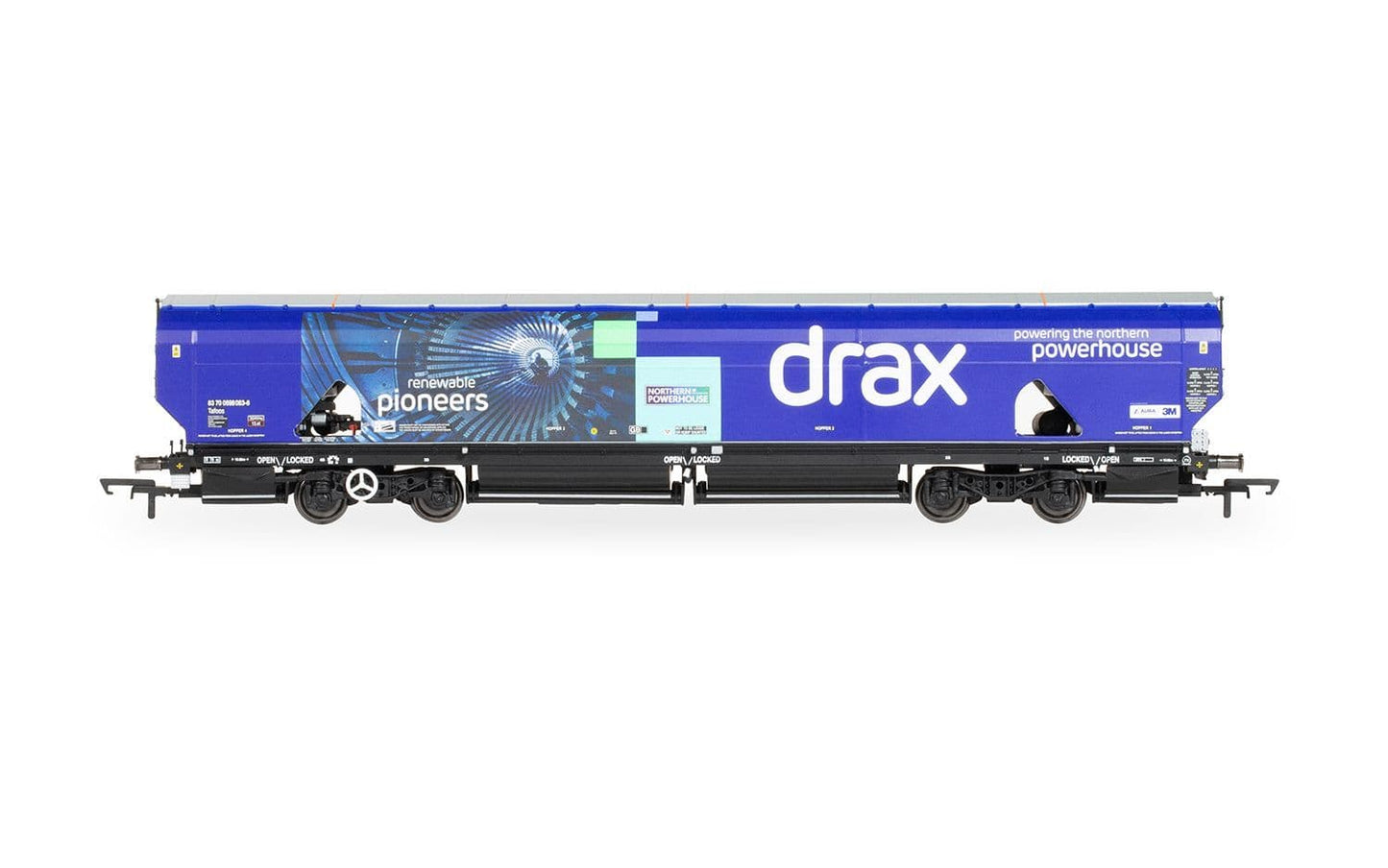 Hornby R60177a Drax Biomass Wagon Pack 83700698083-8 & 83700698158-8, OO Gauge