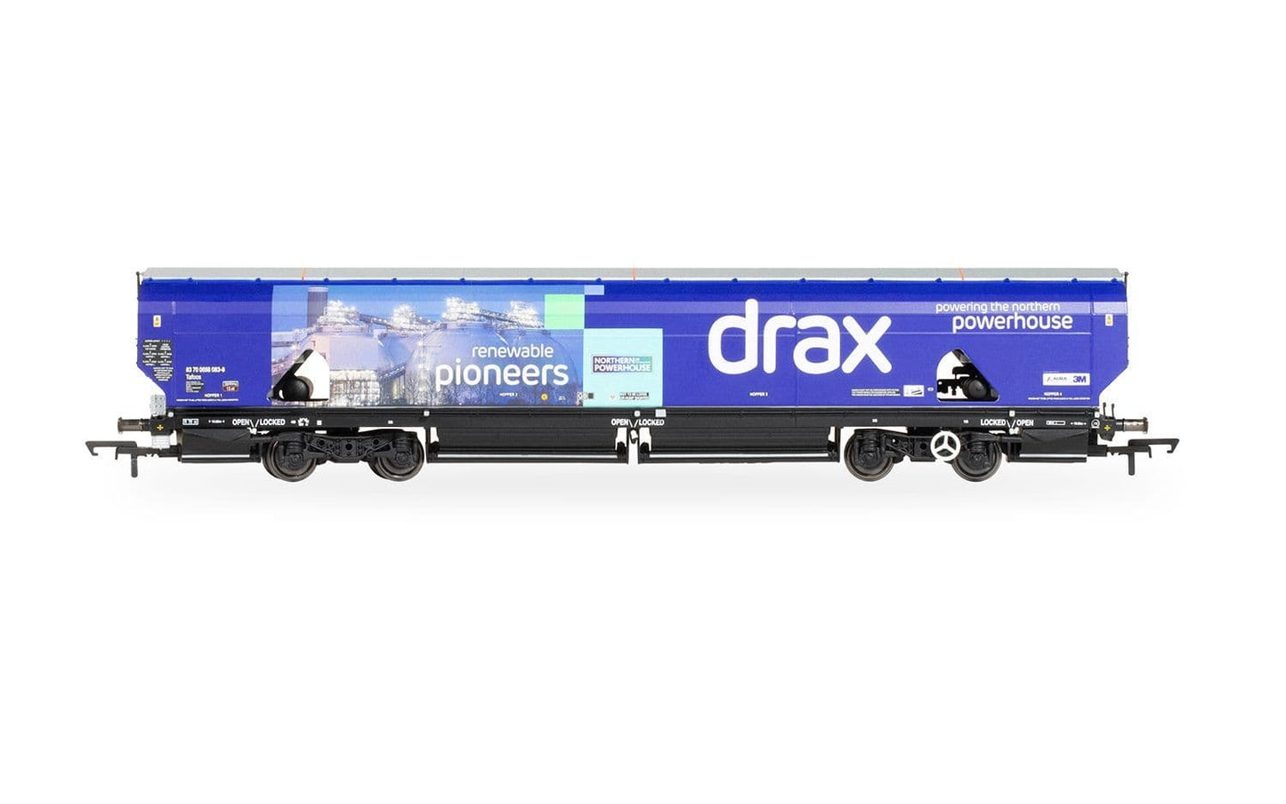 Hornby R60177a Drax Biomass Wagon Pack 83700698083-8 & 83700698158-8, OO Gauge