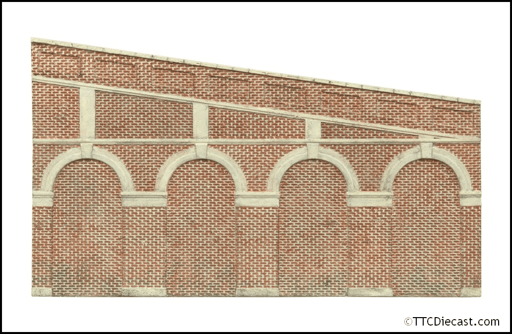 Hornby R7374 High Stepped Arched Retaining Walls x 2 (Red Brick) - OO Gauge