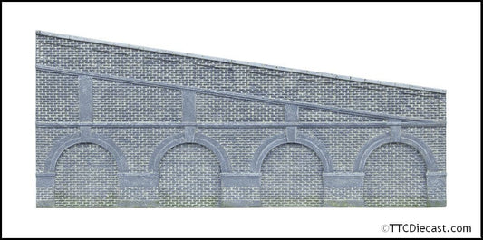 Hornby R7387 Mid Stepped Arched Retaining Walls x2 - Engineers Blue Brick, OO Gauge
