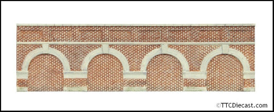 Hornby R7388 Low Level Arched Retaining Walls x2 - Red Brick, OO Gauge