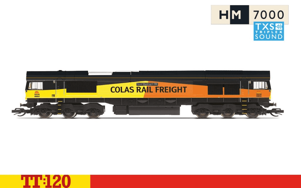 Hornby TT3019TXSM Colas Rail, Class 66 66850 David Maidment OBE Era 11 (Sound) TT Gauge *LAST FEW*