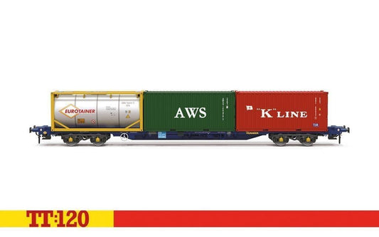 Hornby TT6030 Touax KFA Container Wagon with 3x20 Containers 1/120 Scale *PRE ORDER £49.49*
