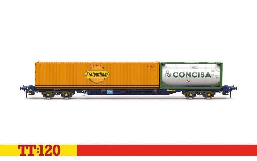 Hornby TT6031 Touax KFA Container Wagon with 1x20 & 1x40 Containers 1/120 Scale *PRE ORDER £49.49*