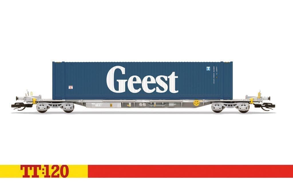 Hornby TT6033 TOUAX Sffgmss IFA Wagon GEEST 45ft Container  1/120 Scale *PRE ORDER £47.69*