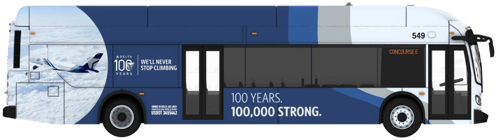 Iconic Replicas 870679 NFI Xcelsior XN40 Transit Bus: Delta 100th Anniversary 1:87 Scale *PRE ORDER £50.39*