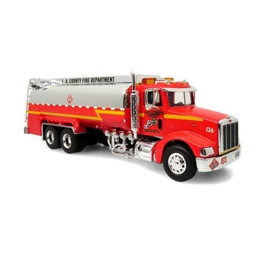 Iconic Replicas 640459 Peterbilt 385 Remote Re-Fueling Tanker: L.A County Fire Dept 1/64 Scale