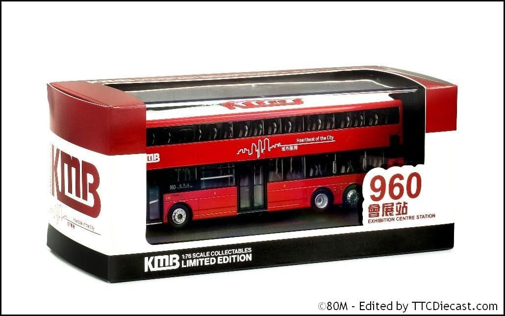 80m KMB2023019 KMB Kowloon Motor Bus Volvo B8L Wright Gemini 3 Euro VI 12.8M Rte 960 1:76 Scale