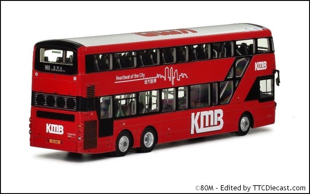 80m KMB2023019 KMB Kowloon Motor Bus Volvo B8L Wright Gemini 3 Euro VI 12.8M Rte 960 1:76 Scale