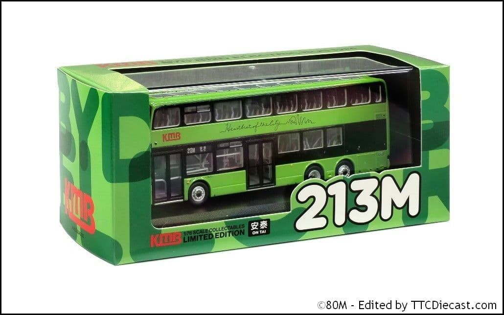 80m KMB2024005 KMB Kowloon Motor Bus BYD B12D Rte 213M 1:76 Scale
