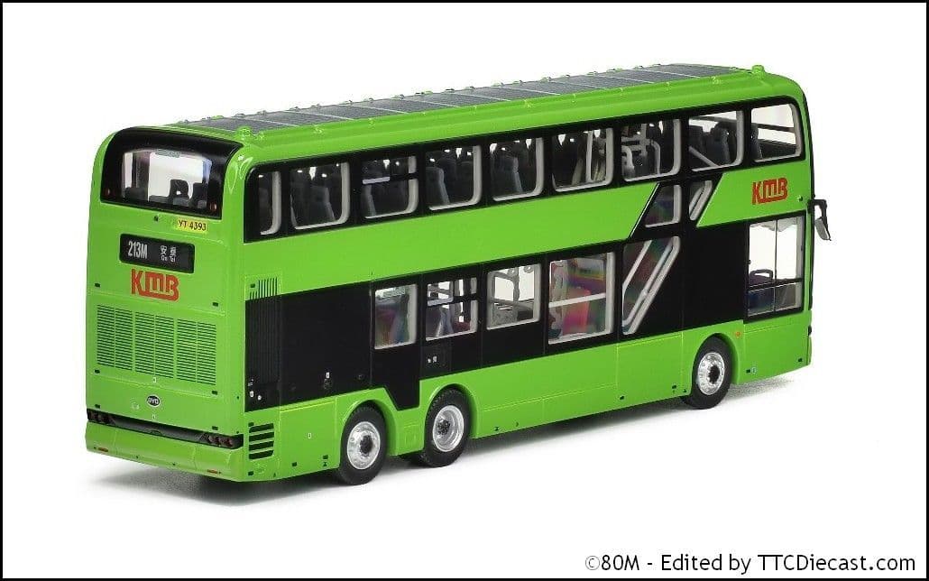80m KMB2024005 KMB Kowloon Motor Bus BYD B12D Rte 213M 1:76 Scale