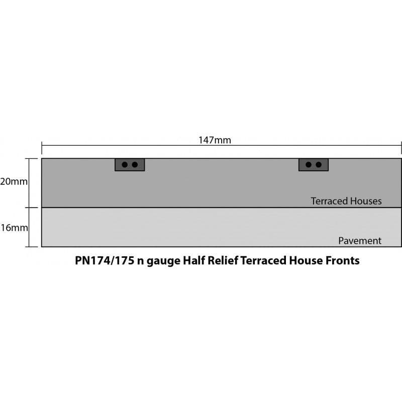 Metcalfe PN175 N Gauge Terraced House Fronts - Stone
