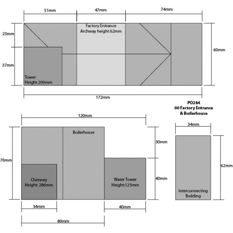 Metcalfe PO284 00/H0 Scale Boiler House & Factory Ent.