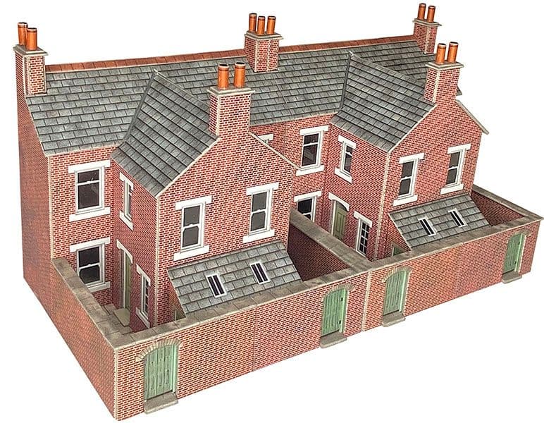 Metcalfe PO304 Terr House Backs - Brick OO Gauge