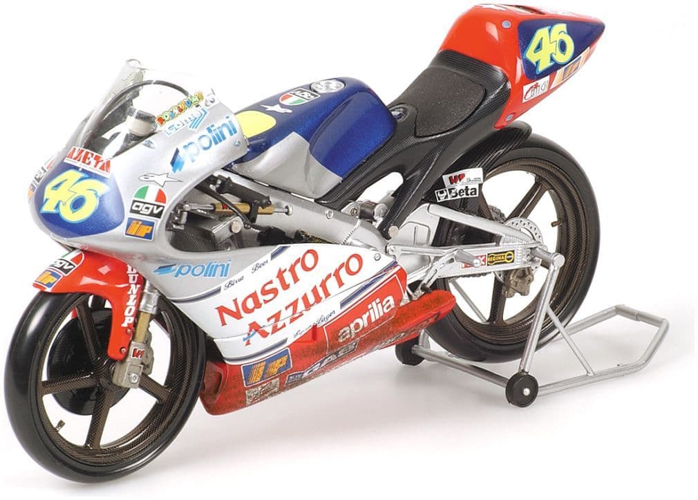 Minichamps 122 970096 Aprilia 125 Ccm, Dirty Version 1997 V. Rossi 125 Gp World Champion 1:12 Scale *PRE ORDER £178.49*