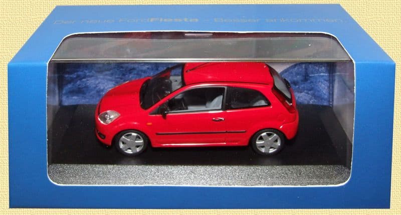 Minichamps 403 081123, 1:43 Scale Ford Fiesta Mk5 3dr 2002, Red, Ford Dealer Package *LAST ONE*