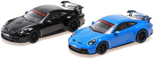 Minichamps 412 069200 2 Car Set, Porsche 911 (992) Gt3 2021 Sharkblue and Black Sport Auto 1:43 Scale *PRE ORDER £116.44*
