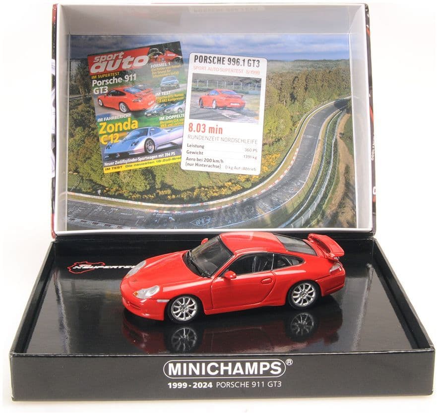 Minichamps 430 068011 Porsche 911 Gt3, 1999, Red, Sport Auto 1:43 Scale *PRE ORDER £62.89*