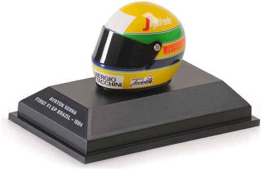 Minichamps 540 308419 Helmet, Ayrton Senna First F1 Gp Brazil 1:8 Scale *PRE ORDER £31.44*