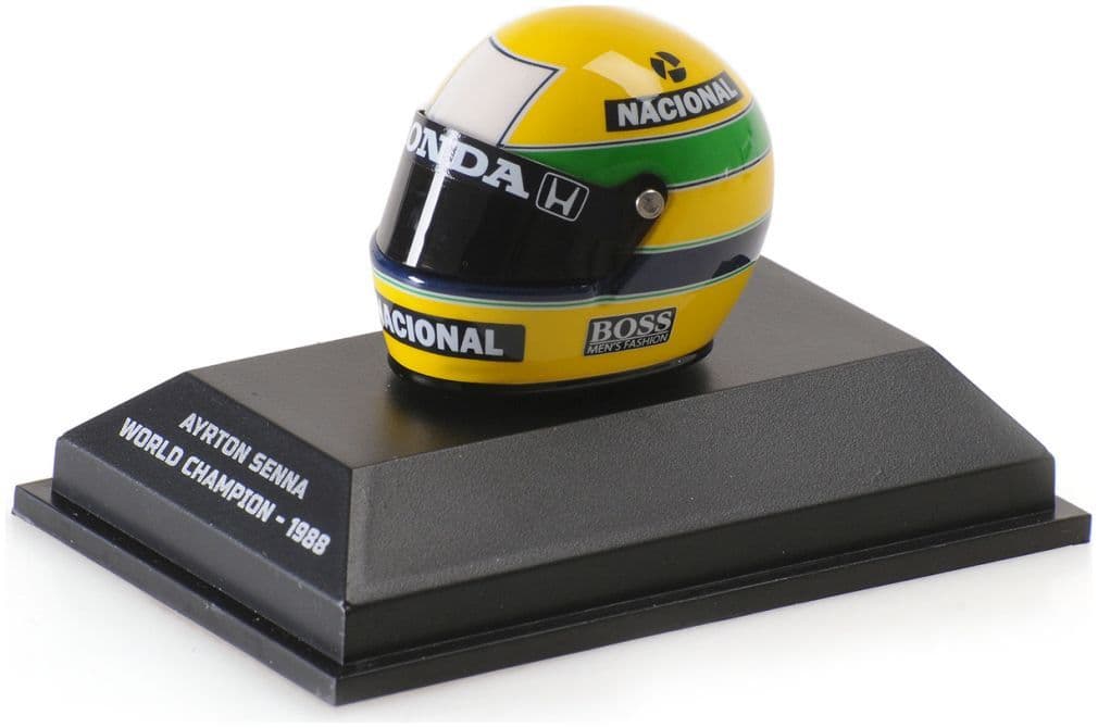 Minichamps 540 308812 Helmet, Ayrton Senna 1988 World Champion 1:8 Scale *PRE ORDER £31.44*