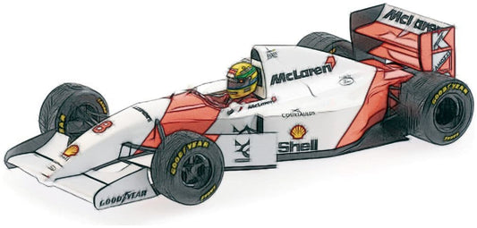 Minichamps 540 933328 Mclaren Ford Mp4/8, Dirty Version 1993 A. Senna European Gp Winner 1:43 Scale *PRE ORDER £76.49*
