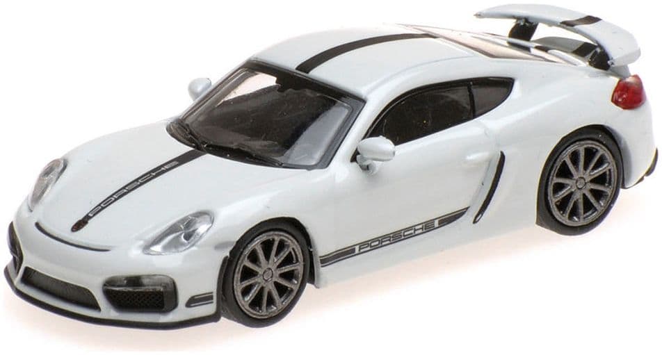 Minichamps 870 066120 Porsche Cayman Gt4 2016, White W/ Black Stripe, Black Wordi 1:87 Scale *PRE ORDER £17.84*
