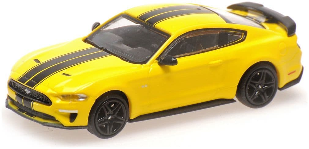 Minichamps 870 087027 Ford Mustang, 2018 Yellow With Black Stripes 1:87 Scale *PRE ORDER £22.94*