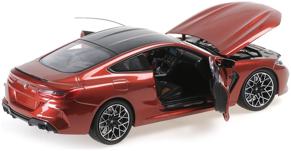Minichamps 110 029020 BMW M8 Coupe Red Metallic 2020 with Openings 1/18 Scale PRE ORDER