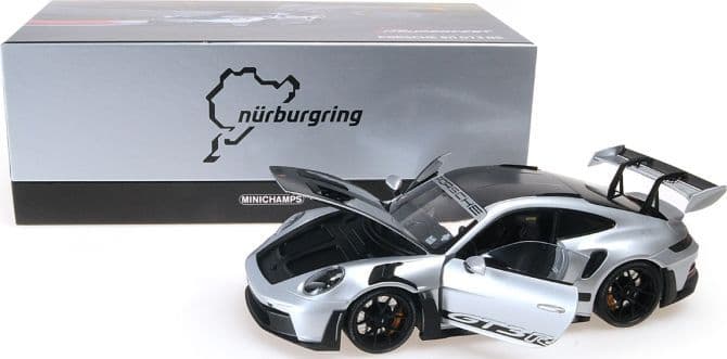 Minichamps 110 062020 Porsche 911 (992) GT3 RS 2022 Silver Weissach Pack w/Black Wheels 1/18
