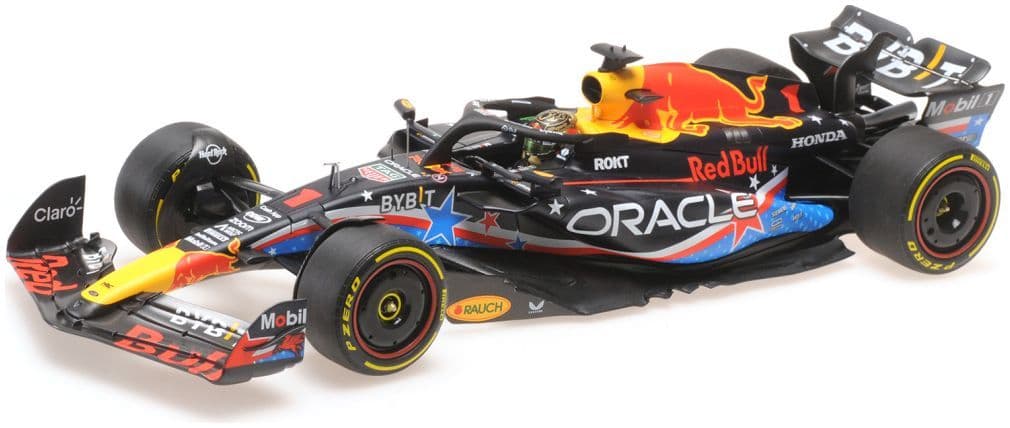Minichamps 110 231901 Oracle Red Bull Racing RB19 Max Verstappen 1st Austin GP 2023 1/18 Scale