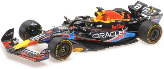 Minichamps 110 231901 Oracle Red Bull Racing RB19 Max Verstappen 1st Austin GP 2023 1/18 Scale