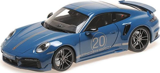 Minichamps 113 069073 Porsche 911 (992) Turbo S Coupe Sport Design 2021 Blue (Opening Parts)