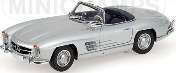 Minichamps 180 039030 Mercedes Benz 300 SL Roadster (W198) 1957 Silver (Opening Parts) 1/18