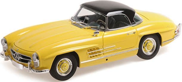 Minichamps 180 039044 Mercedes Benz 300 SL Roadster (W198) 1958 Yellow w/Hardtop (Opening Parts)