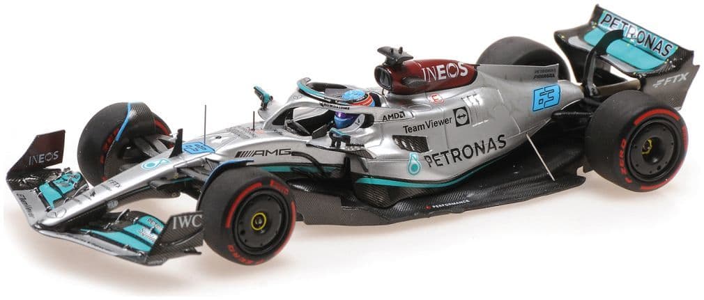 Minichamps 417 223163 Mercedes AMG Petronas F1 1st Pole Russell Pole Hungarian GP 2022 W13 E Per