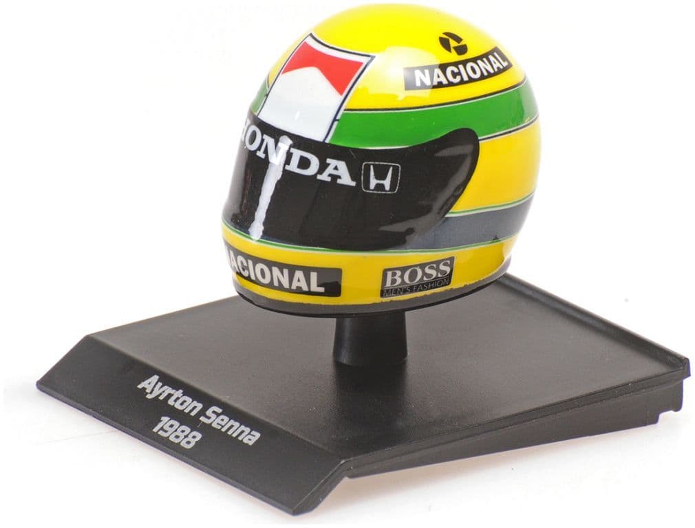 Minichamps 540 388812 Ayrton Senna Helmet 1988 1/10 Scale *PRE ORDER £ 14.99*