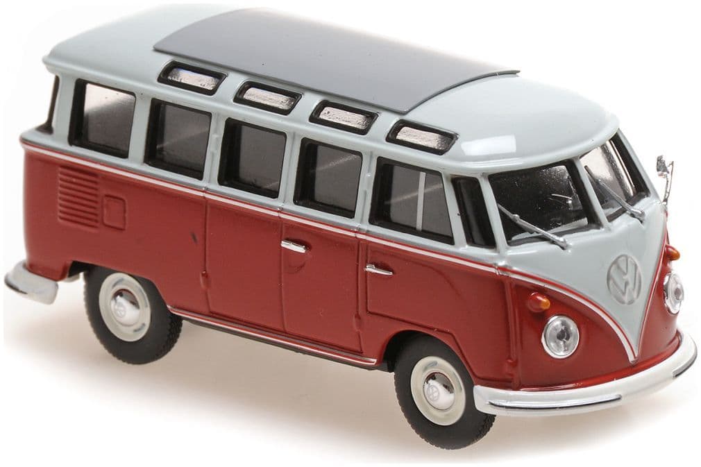 Minichamps 940 052301 VW Samba Bus 1961 Grey/Red 1/43 Scale