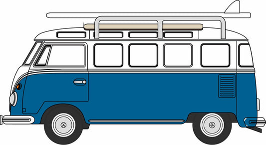 Oxford 76VWS016 VW T1 Samba Bus/Surfboards Gulf Blue/White 1/76 Scale (OO) *PRE ORDER £9.95*