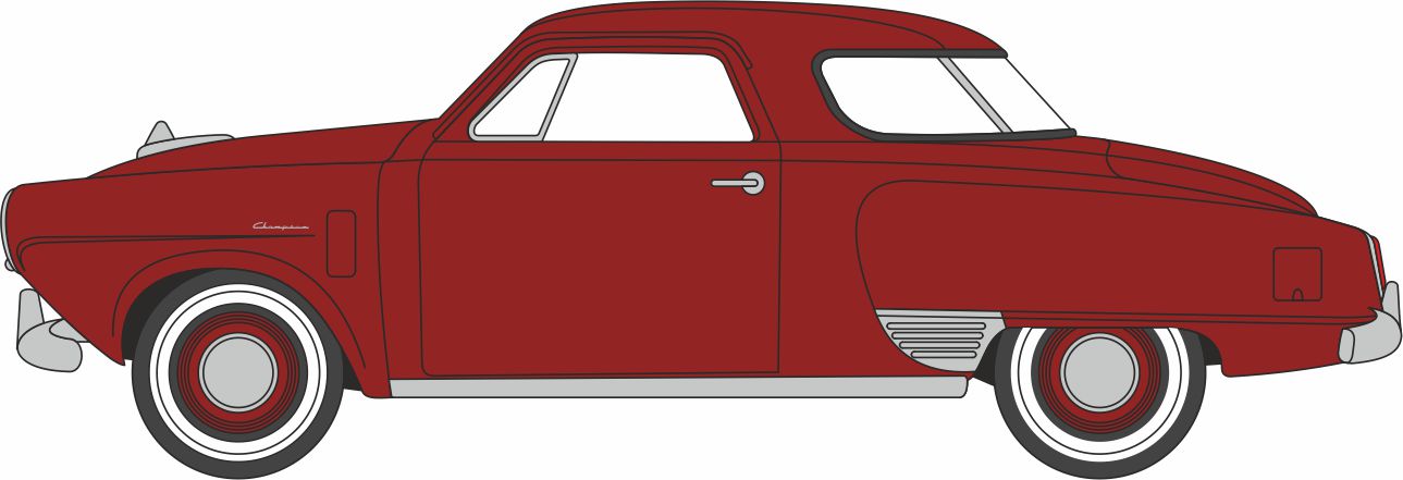 Oxford 87SC50003 1950 Studebaker Champion Starlight Coupe Commanche Red 1/87 Scale *PRE ORDER £10.95*