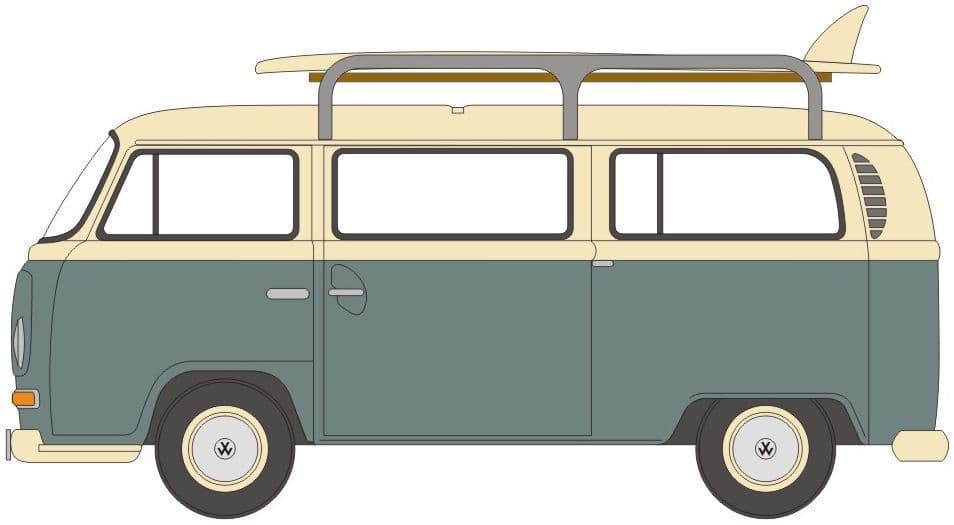 Oxford 120VW003 VW T2 Bus/Surfboards Fiord Blue/Arcona White 1/120 Scale - PRE ORDER £7.95