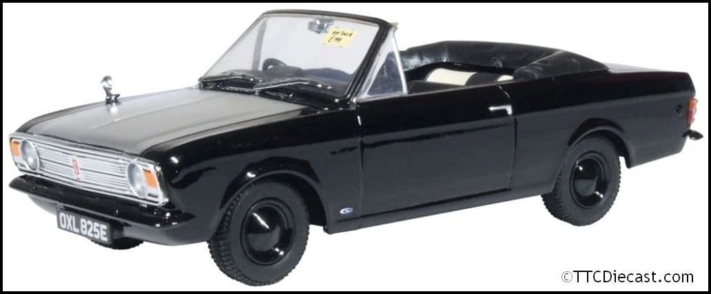 Oxford 43CCC004 Ford Cortina MkII Crayford Conv. Black /White 1/43 Scale