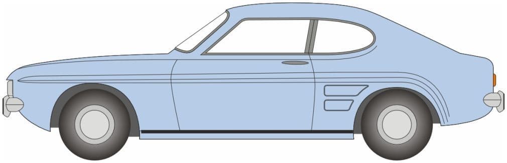 Oxford 76CP005 Ford Capri Mk1 Light Blue/Nevilles Car (Auf W) OO Gauge - PRE ORDER £9.95