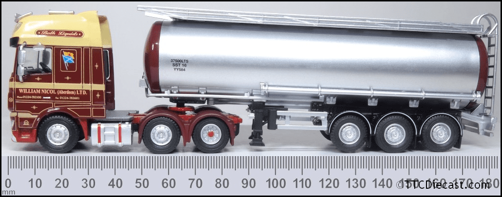 Oxford 76DXF006 DAF XF Euro 6 Cylindrical Tanker William Nicol 1/76 Scale