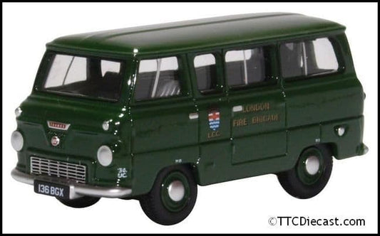 Oxford 76FDE016 Ford 400E Minibus London Fire Brigade (Green)