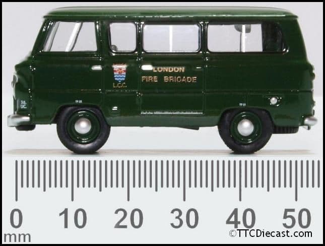 Oxford 76FDE016 Ford 400E Minibus London Fire Brigade (Green)