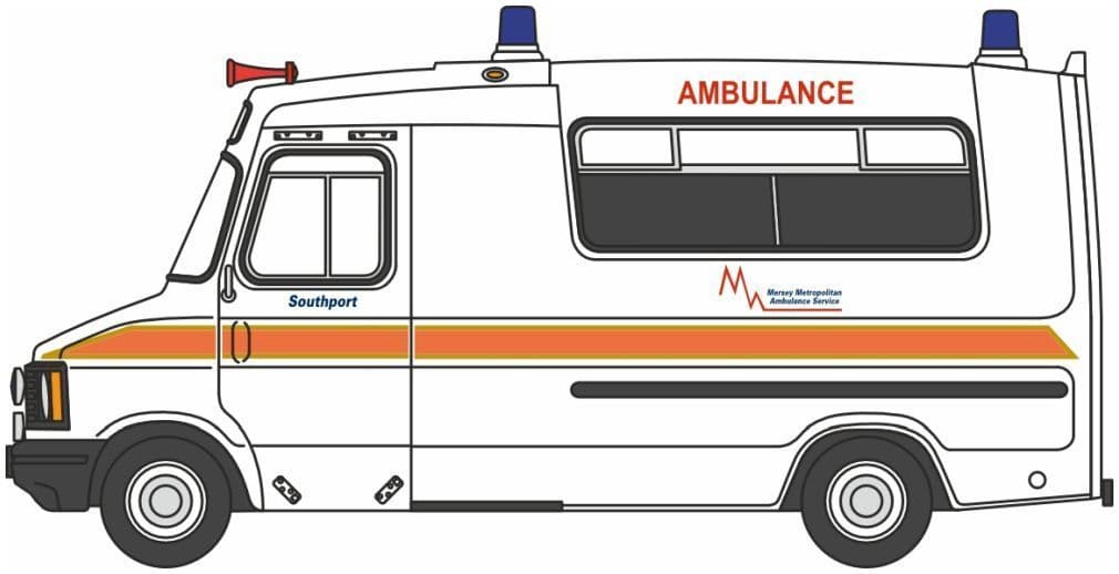 Oxford 76HAN001 Bedford CF Hanlon Ambulance Merseyside Ambulance Service OO Gauge - PRE ORDER £12.95