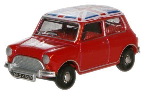 Oxford 76MN001 Austin Mini - Tartan Red/Union Jack