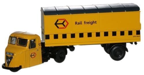 Oxford 76RAB009 Scammell Scarab Van Trailer - Railfreight